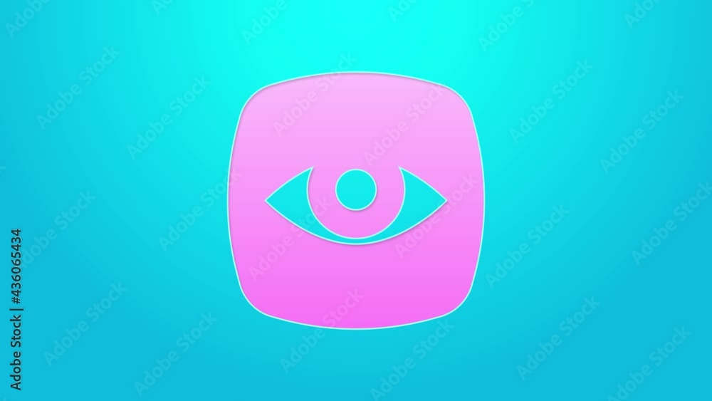 Pink line Security camera icon isolated on blue background. 4K Video motion graphic animation Pink line Security camera icon isolated on blue background. 4K Video motion graphic animation