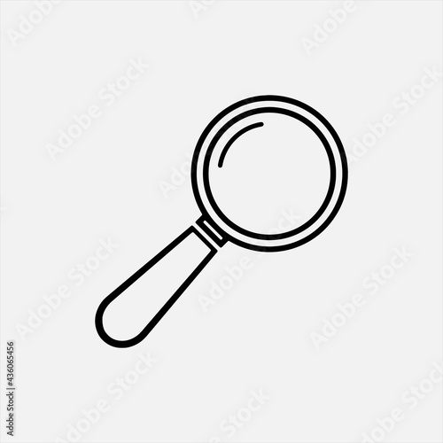 Magnifying glass of black color. Line Vector search icon on white background