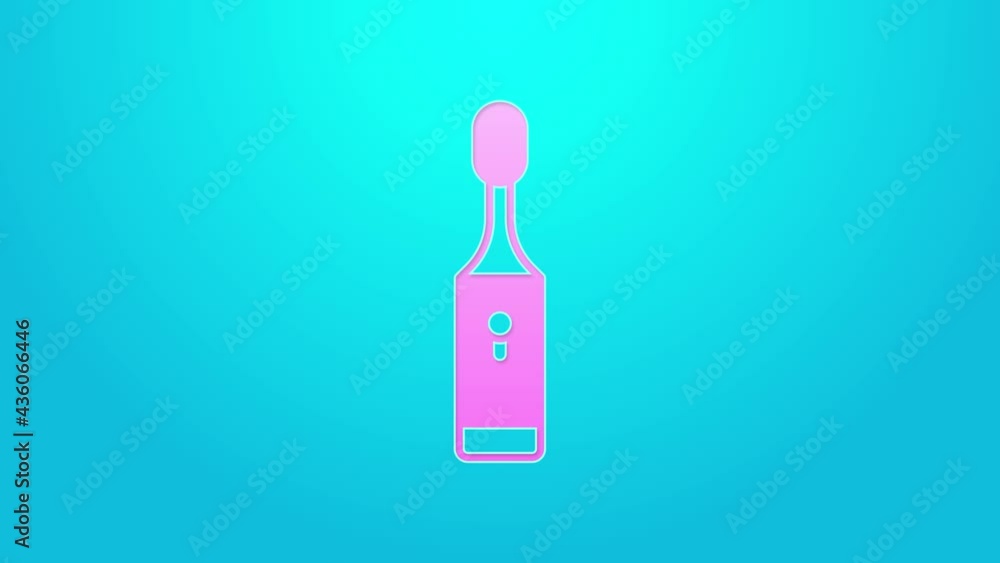 Pink line Electric toothbrush icon isolated on blue background. 4K Video motion graphic animation Pink line Electric toothbrush icon isolated on blue background. 4K Video motion graphic animation
