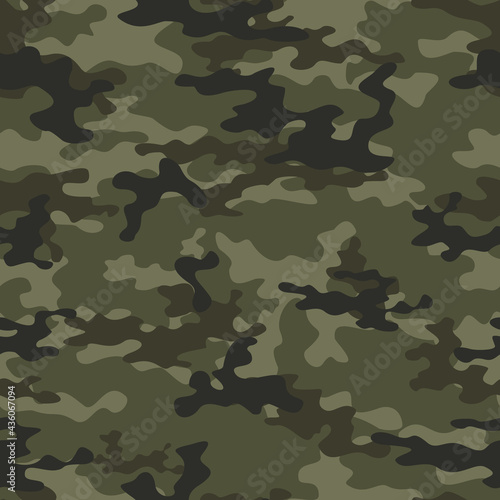 Forest camouflage pattern khaki vector seamless background.