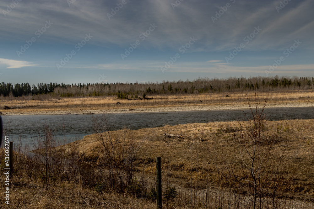 Channels from the Red Deer river cut through the park. Markerville NA, Red Deer County, Alberta, Canada