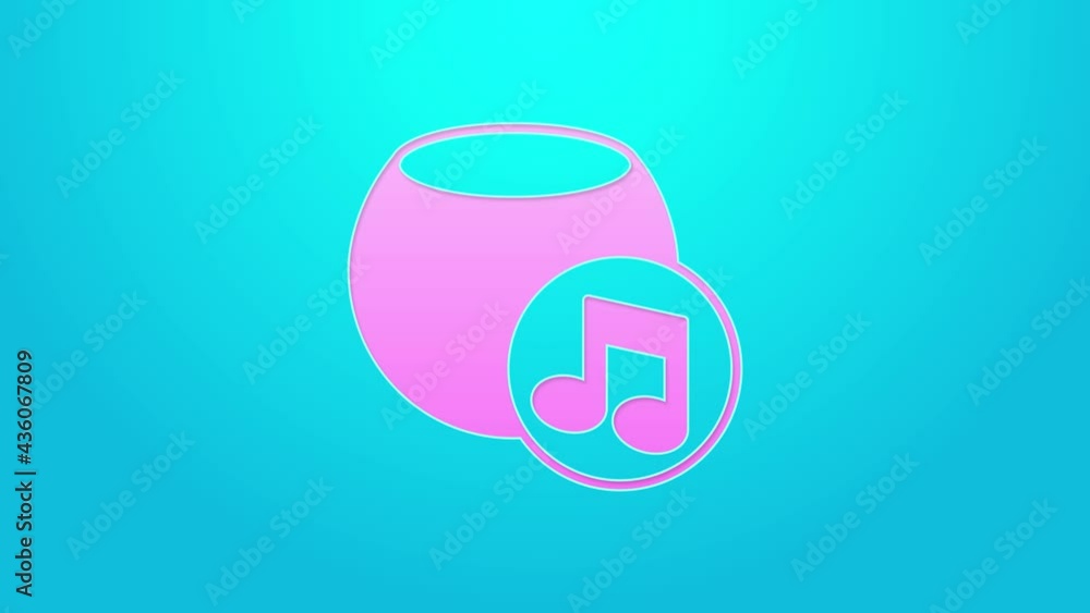 Pink line Voice assistant icon isolated on blue background. Voice control user interface smart speaker. 4K Video motion graphic animation Pink line Voice assistant icon isolated on blue background. Voice control user interface smart speaker. 4K Video motion graphic animation