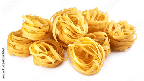 Pasta, macaroni, spaghetti isolated on white background, flat lay, clipping path