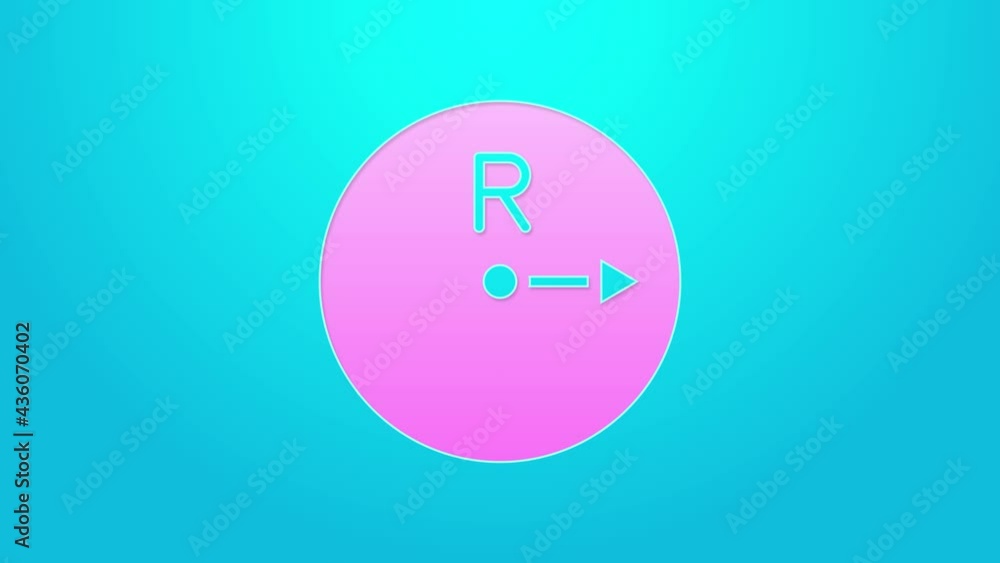 Pink line Radius icon isolated on blue background. 4K Video motion graphic animation Pink line Radius icon isolated on blue background. 4K Video motion graphic animation