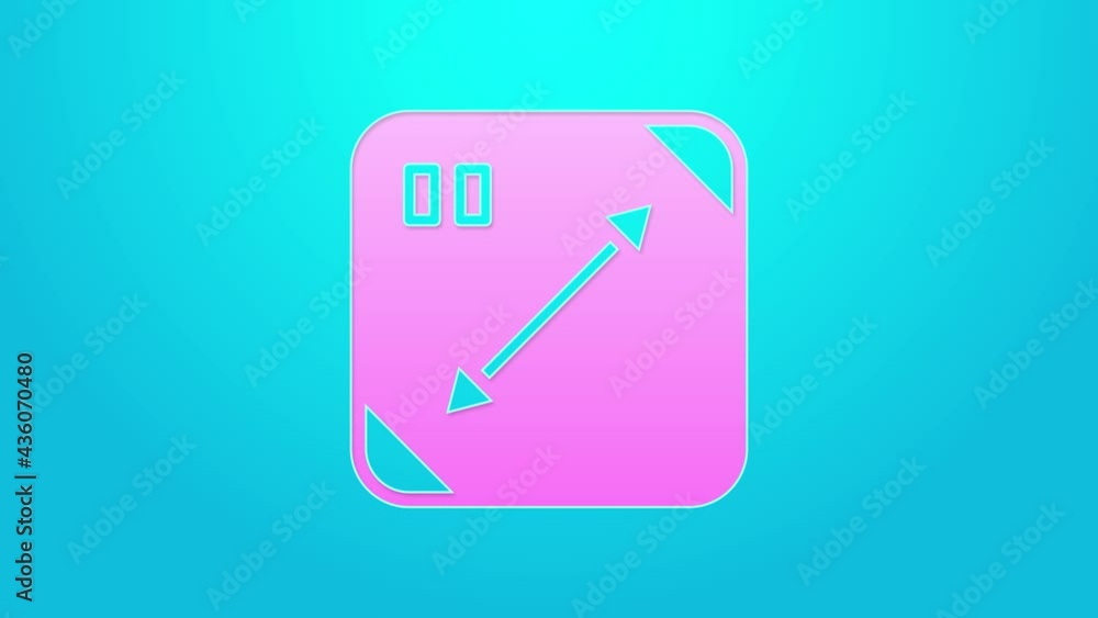 Pink line Diagonal measuring icon isolated on blue background. 4K Video motion graphic animation Pink line Diagonal measuring icon isolated on blue background. 4K Video motion graphic animation