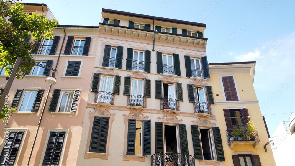 Naklejka premium Europe, Italy , Milan May 2021 Historic classic building in Brera district , on of the most expensive area in downtown of the city 
