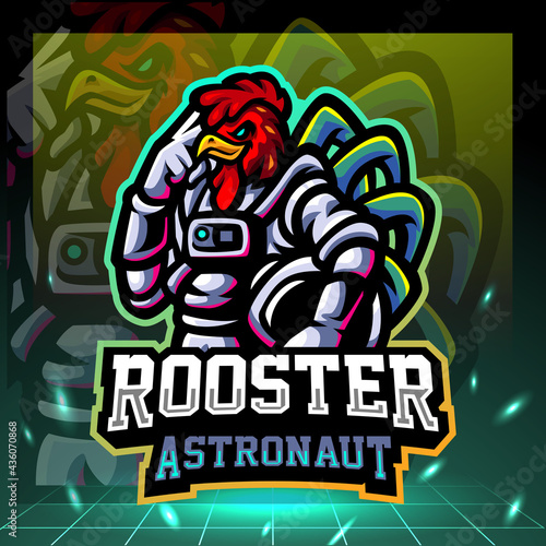 Rooster astronaut mascot. esport logo design