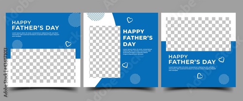 Social media template design for Father's Day. Set of Modern banner with blue and white color background and place for the photo. Usable for social media, banners, and websites.