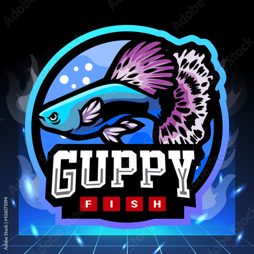 Guppy fish mascot. esport logo design