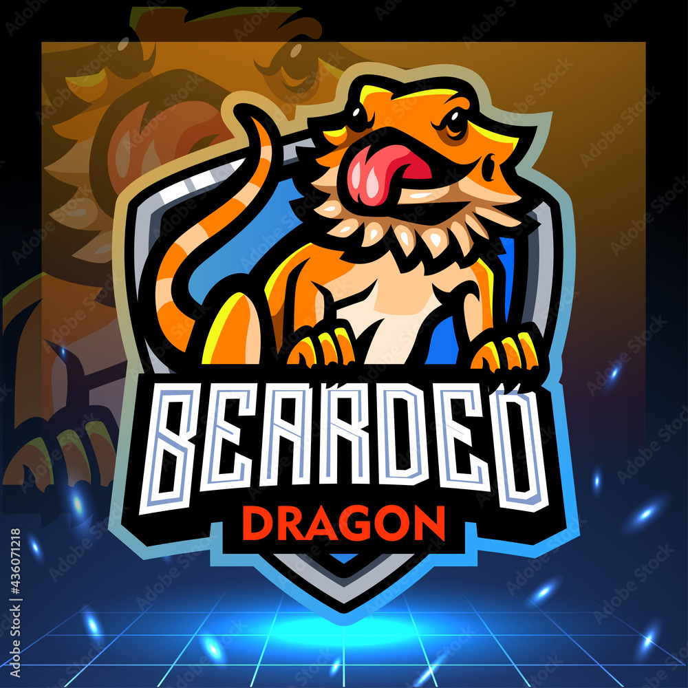 Bearded dragon mascot. esport logo design