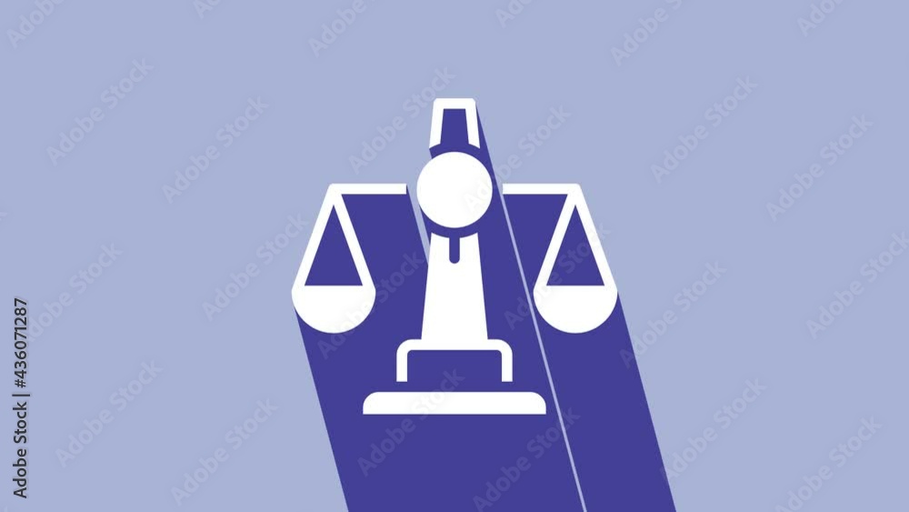 White Scales of justice icon isolated on purple background. Court of law symbol. Balance scale sign. 4K Video motion graphic animation White Scales of justice icon isolated on purple background. Court of law symbol. Balance scale sign. 4K Video motion graphic animation