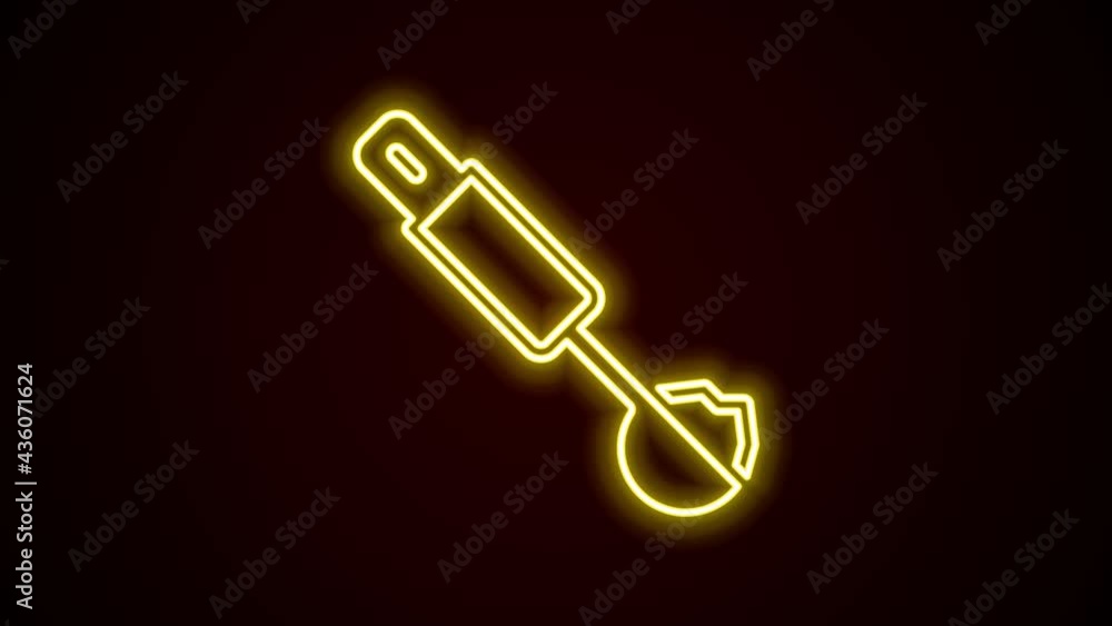 Glowing neon line Measuring spoon icon isolated on black background. 4K Video motion graphic animation Glowing neon line Measuring spoon icon isolated on black background. 4K Video motion graphic animation