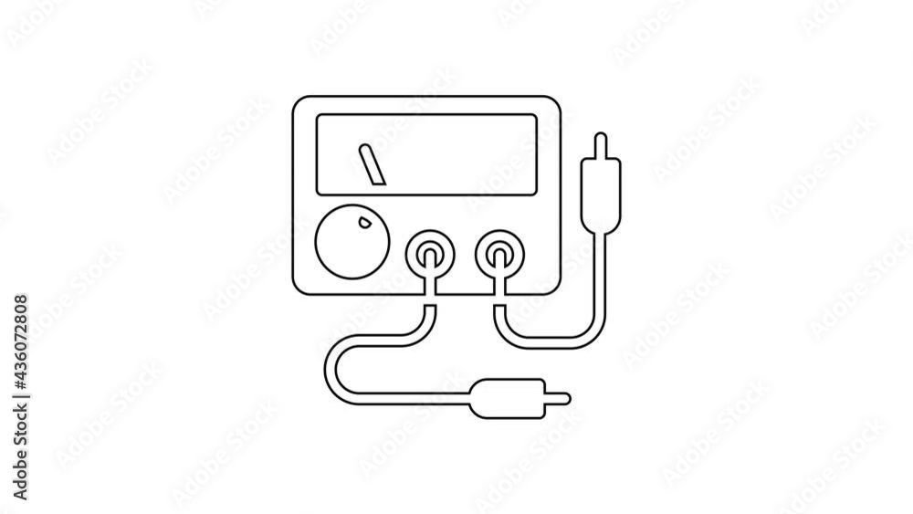 Black line Ampere meter, multimeter, voltmeter icon isolated on white background. Instruments for measurement of electric current. 4K Video motion graphic animation Black line Ampere meter, multimeter, voltmeter icon isolated on white background. Instruments for measurement of electric current. 4K Video motion graphic animation