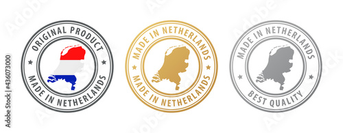 Made in Netherlands - set of stamps with map and flag. Best quality. Original product.