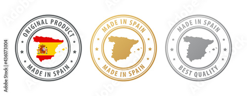 Made in Spain - set of stamps with map and flag. Best quality. Original product.