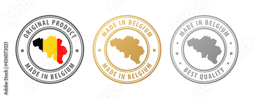 Made in Belgium - set of stamps with map and flag. Best quality. Original product.