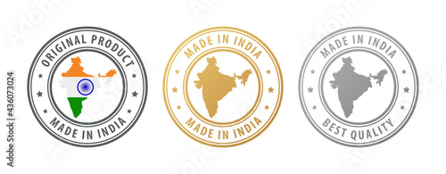 Made in India - set of stamps with map and flag. Best quality. Original product.