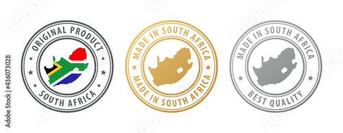 Made in South Africa - set of stamps with map and flag. Best quality. Original product.