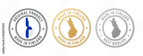 Made in Finland - set of stamps with map and flag. Best quality. Original product.