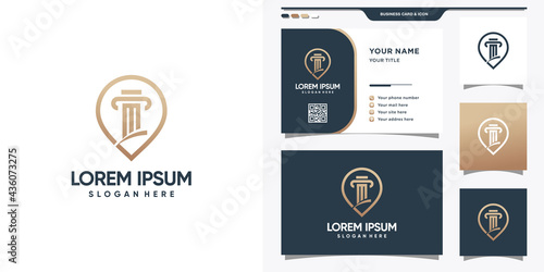Pillar idea symbol of law logo. Logo template and business card design Premium Vector