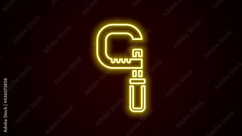 Glowing neon line Micrometer icon isolated on black background. Measuring engineer tool. Universal device designed to measure linear dimensions. 4K Video motion graphic animation Glowing neon line Micrometer icon isolated on black background. Measuring engineer tool. Universal device designed to measure linear dimensions. 4K Video motion graphic animation
