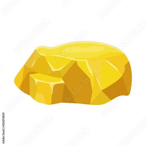Gold nugget, mineral boulder in cartoon style isolated on white background. Shiny object, ui asset, mine element, ore.