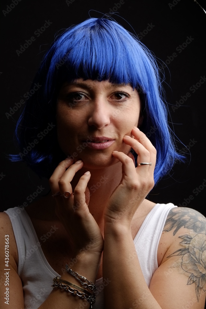 Caucasian woman portrait with black background Caucasian woman portrait with black background