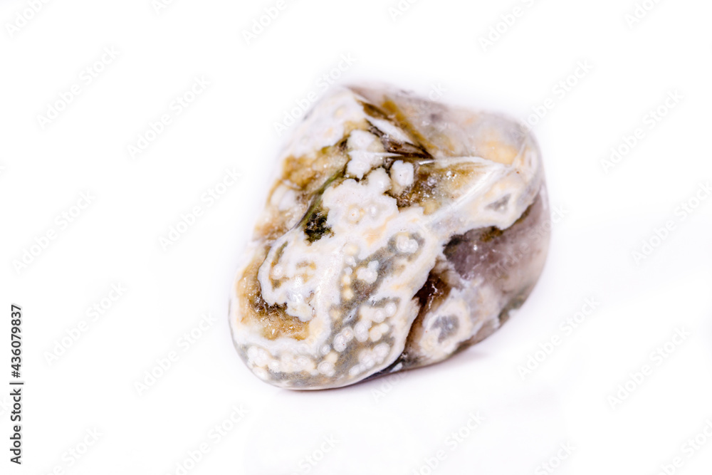 Obraz premium Macro mineral stone Jasper oceanic on a white background