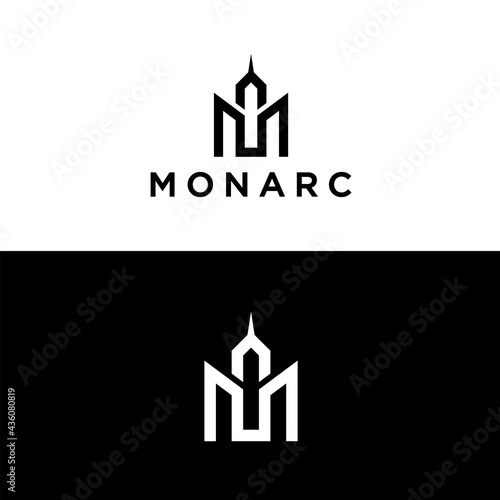 Letter M line logo design. Linear building symbol. Universal elegant vector sign design. Premium business logotype. Graphic alphabet symbol for corporate business identity