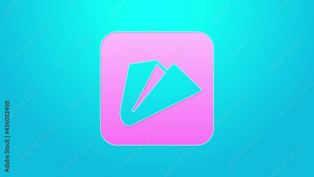 Pink line Paper airplane icon isolated on blue background. 4K Video motion graphic animation Pink line Paper airplane icon isolated on blue background. 4K Video motion graphic animation