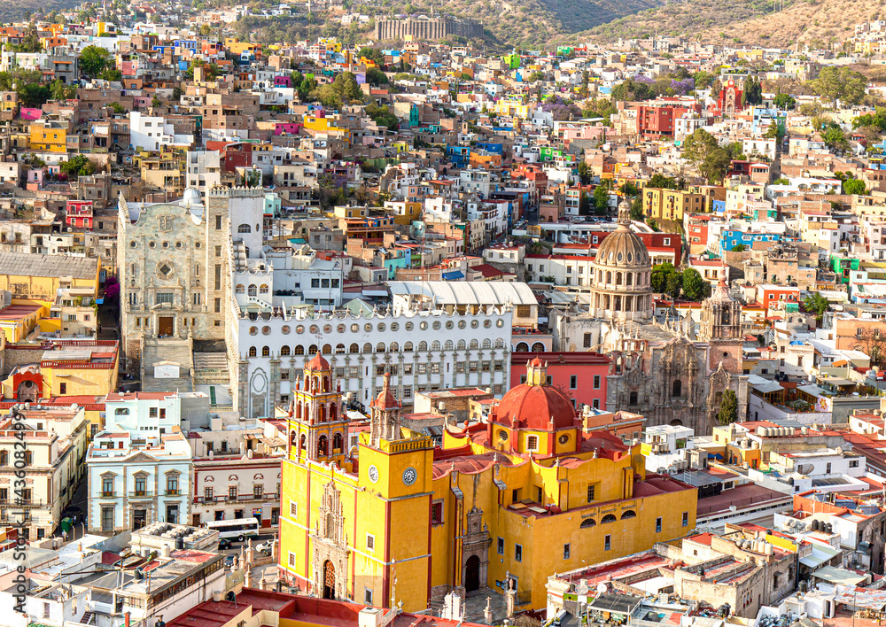 Guanajuato panoramic view from a scenic city lookout.