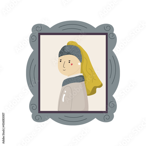 Cute interpretation of Girl with pearl earing by Vermeer photo