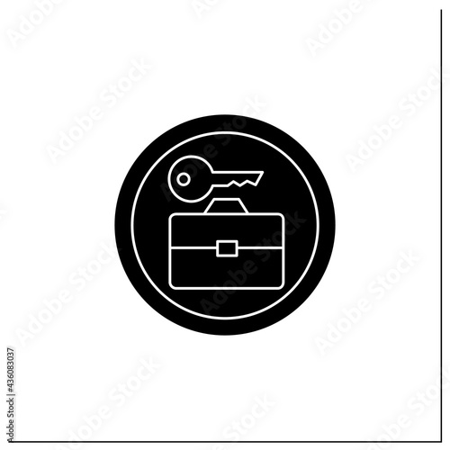 Baggage lockers symbol glyph icon. Luggage room. Travel service sign. Public place navigation. Universal public building signs concept.Filled flat sign. Isolated silhouette vector illustration