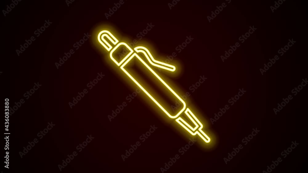 Glowing neon line Pen icon isolated on black background. 4K Video motion graphic animation Glowing neon line Pen icon isolated on black background. 4K Video motion graphic animation