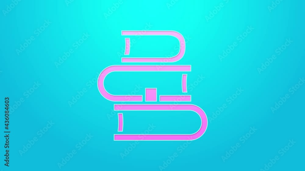 Pink line Book icon isolated on blue background. 4K Video motion graphic animation Pink line Book icon isolated on blue background. 4K Video motion graphic animation