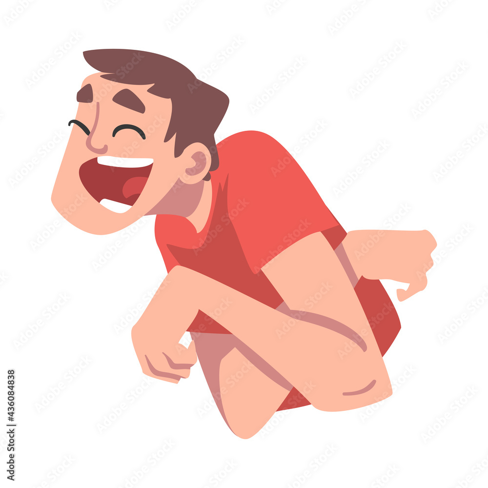 Laughing Boy Having Fun, Portrait of Tennager with Happy Face Expression Cartoon Vector Illustration