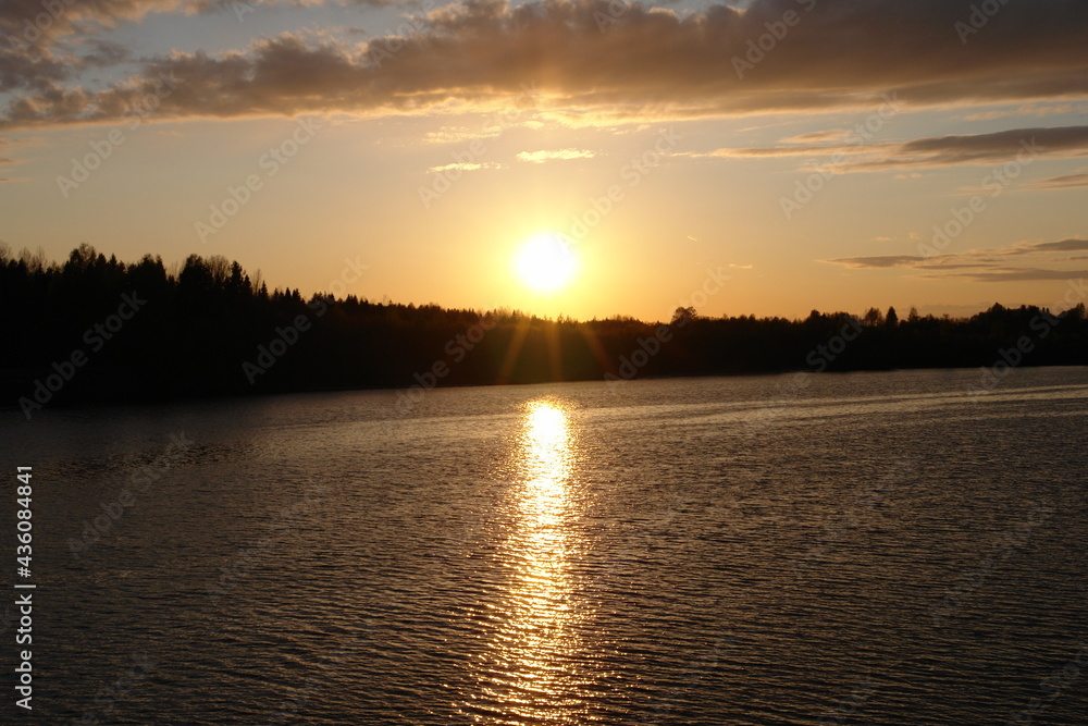 sunset over the river