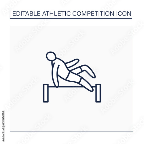 Athletics line icon. Olympic sport. High jumping. Pole vaulting.Athletic competition concept. Isolated vector illustration. Editable stroke