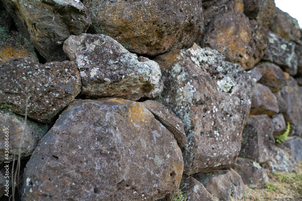 lava rock stone wall