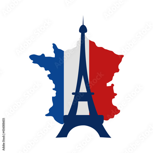 france map flag and eiffel tower