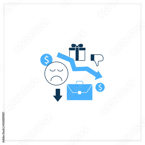Motivation flat icon. Reduce work motivation. Work trouble. Unhappy workers. Efficiency decline.Universal basic income concept. Vector illustration