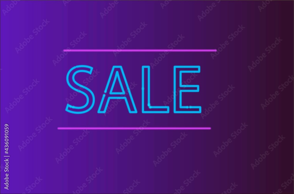Neon unscription sale, lettering for advertisement. Neon unscription sale, lettering for advertisement.