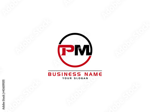 Letter PM Logo, circle pm logo icon vector for business photo