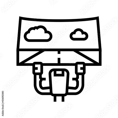 realistic simulator in education machine flight school line icon vector. realistic simulator in education machine flight school sign. isolated contour symbol black illustration