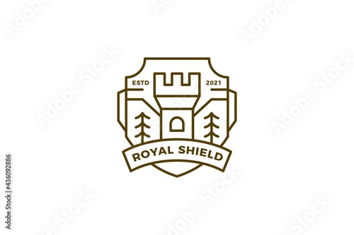 Fortress Castle Monoline Logo Template