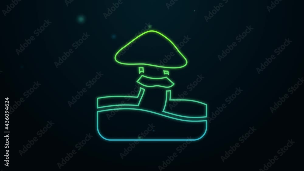Glowing neon line Mushroom icon isolated on black background. 4K Video motion graphic animation Glowing neon line Mushroom icon isolated on black background. 4K Video motion graphic animation