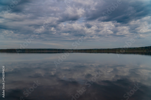 Russia. May 16  2021. Early May morning on Sukhodol lake before dawn.