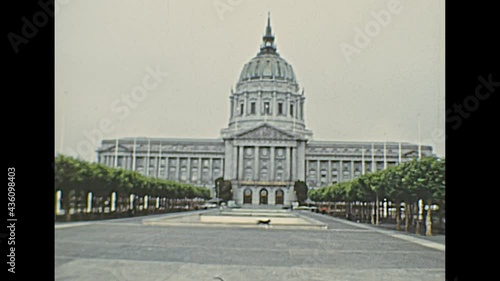 San Francisco City Hall of California in 1970s. Seat of government, and rebuild after 1906 earthquake. Archival of California, United States of America in 1976.