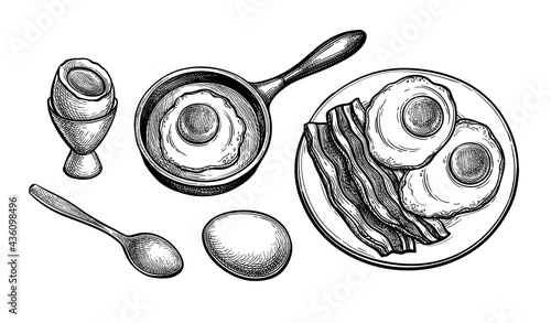 Fried and soft boiled eggs.