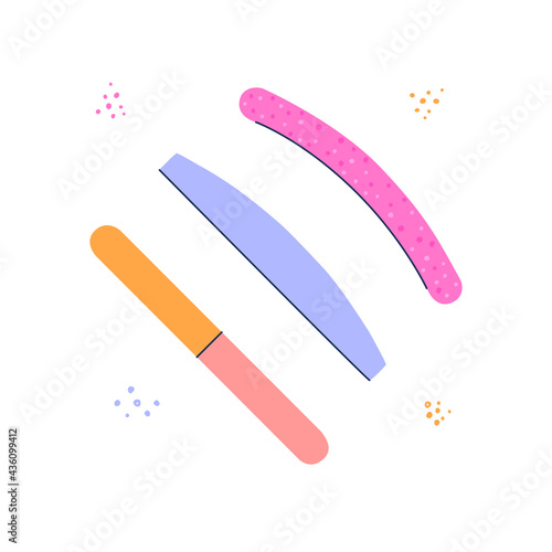Flat vector cartoon nail file set. Isolated design on a white background.